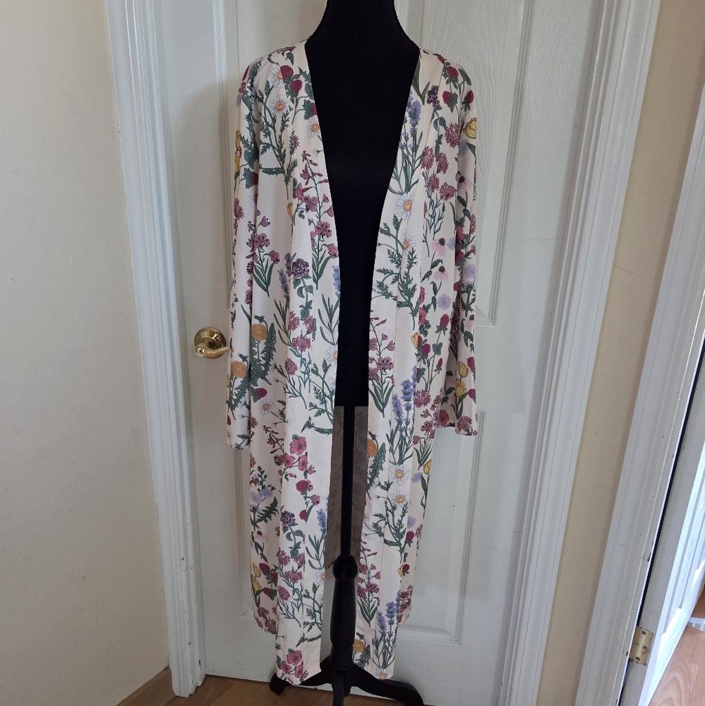 Cider Floral Kimono Cottagecore Western Boho Festival Beach Pool Vacation Med.
